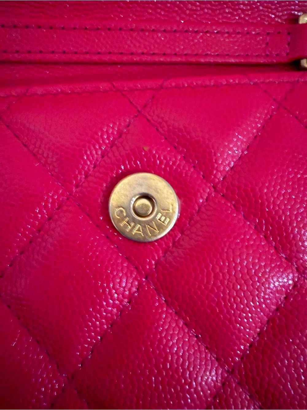 CHANEL Hot Pink Quilted Caviar Micro Mini Flap Bag with Gold Chain - Picture 3 of 9